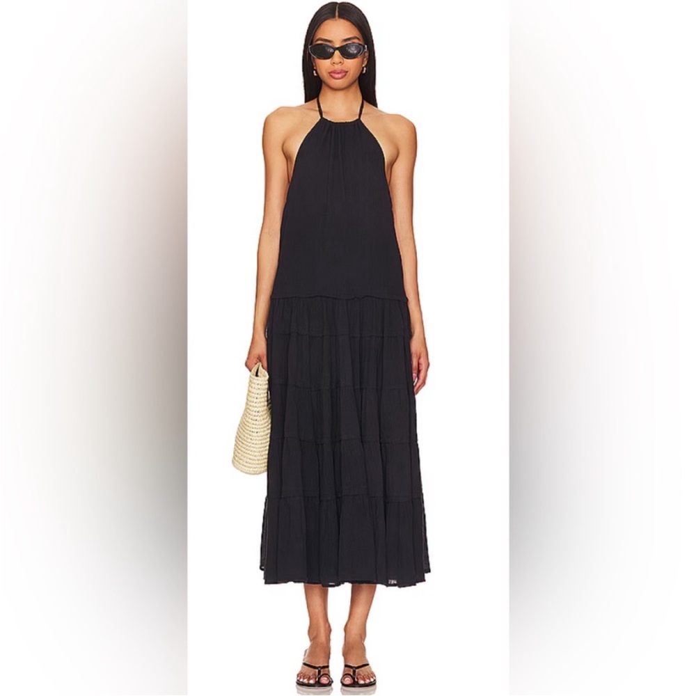 Elegant Black Halter Maxi Dress